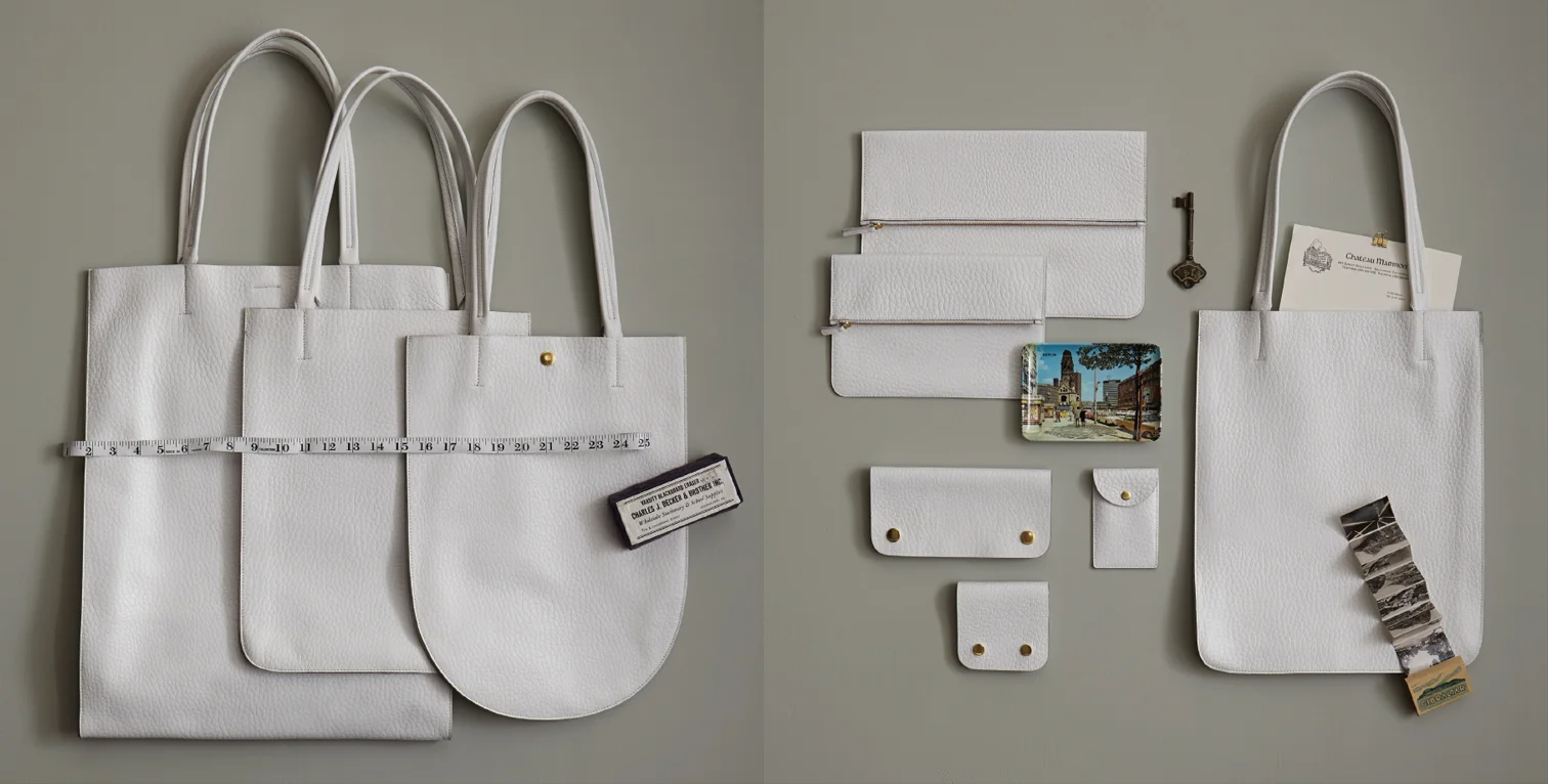 nyc graphic designer art director MH minor history leather goods product accessories design editorial summer white tote bags wallets measuring tape vintage tray pebble carryall carryon bride wedding