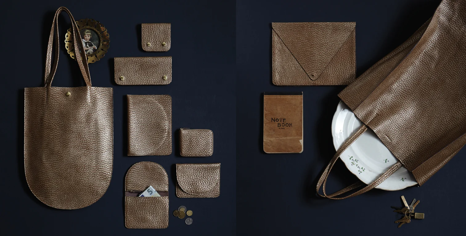 nyc graphic designer art director MH minor history leather goods product accessories design editorial catalog pebble gold tote clutch pouch wallet brass notebook ceramic platter flea market