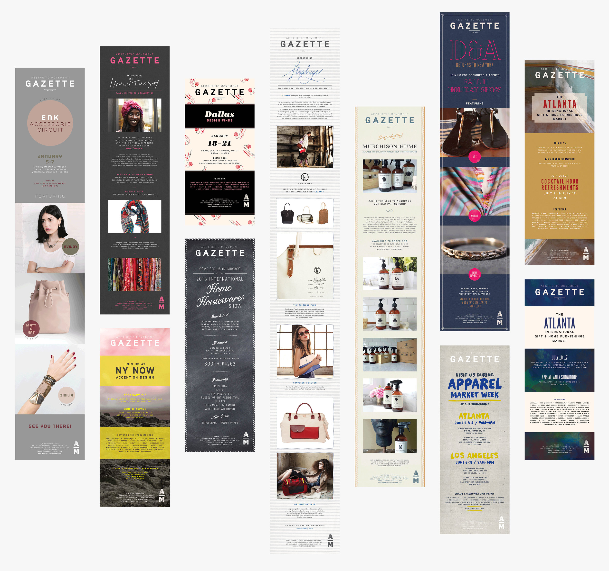 a/m aesthetic movement email newsletter marketing design nyc graphic designer  gift home eblasts gazette accessories