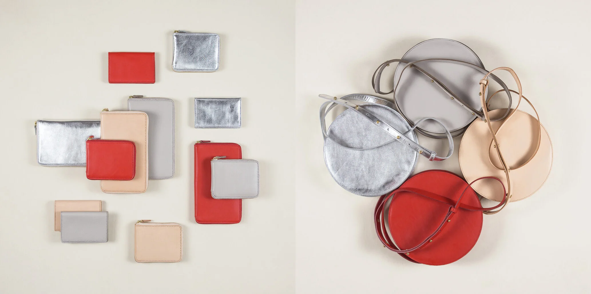 nyc graphic designer art director patriotic money holder birthday MH minor history leather goods product accessories design editorial catalog silver red natural nude crossbody wallet
