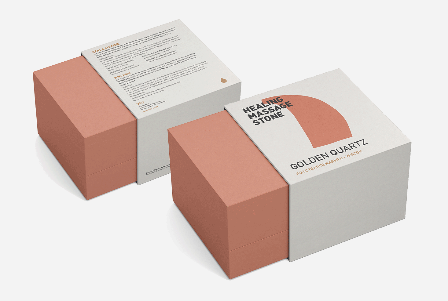 nyc graphic designer skincare beauty woo way of will essential oils willie tsang body care wellness packaging design box white copper color healing massage stone crystals
