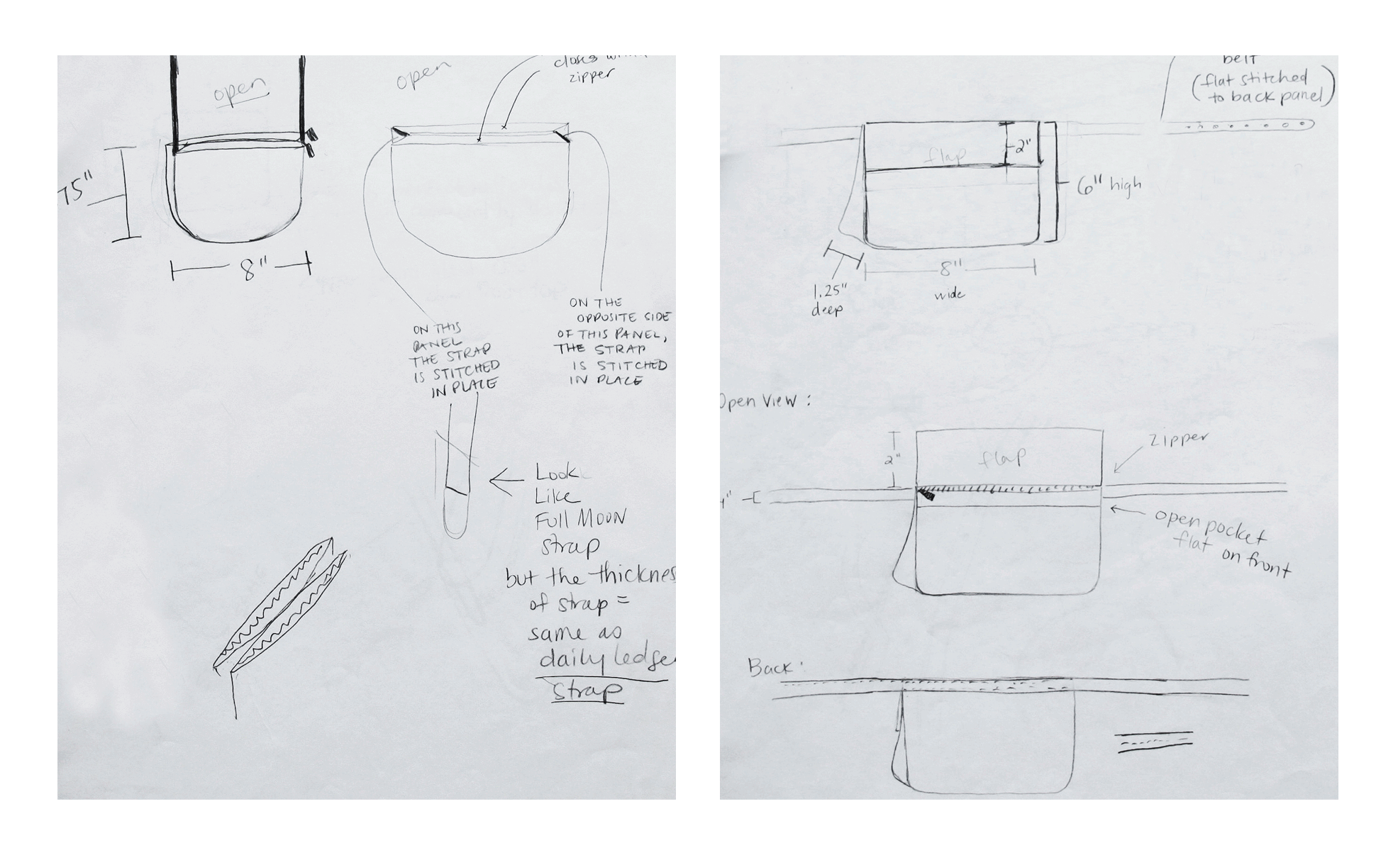 nyc graphic designer art director MH minor history leather goods maria pastore sketches process product accessories handbag purse backpack wallet