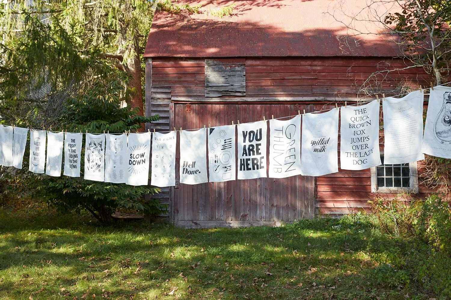 gift home aesthetic movement wholesale graphic designer nyc sir/madam sirmadam linen tea towels dish you are here well done slow down quick fox wine barn clothesline