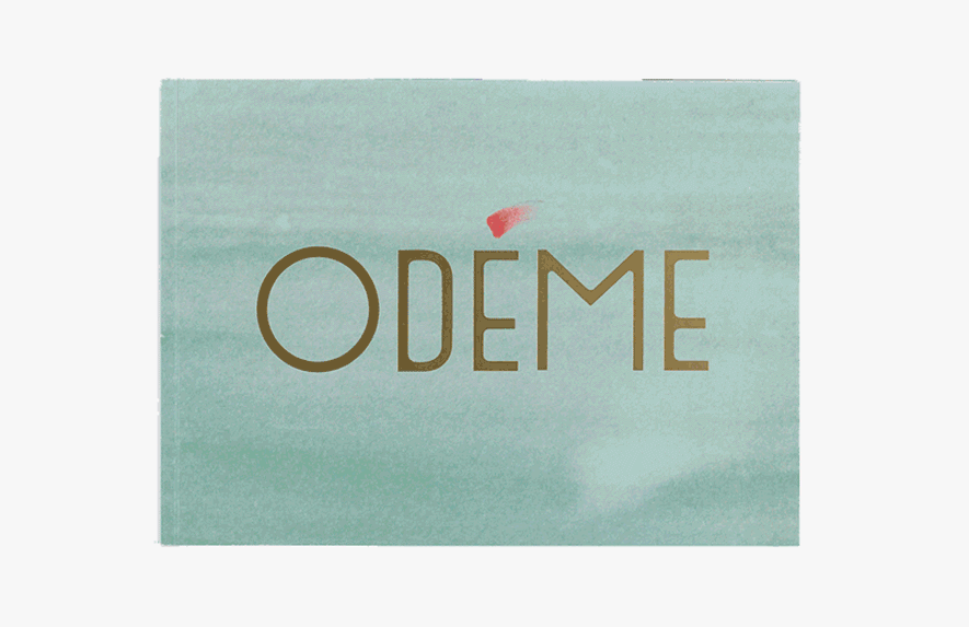 nyc graphic designer odeme design product development packaging catalog cover bright gold logo typography watercolor wash feminine beauty