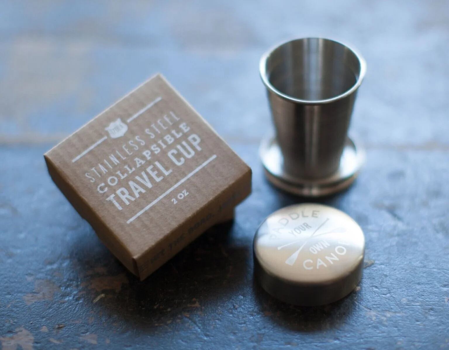 nyc graphic designer home gift izola design kraft box silver ink travel cup paddle your own canoe stainless steel travel road trip adventure
