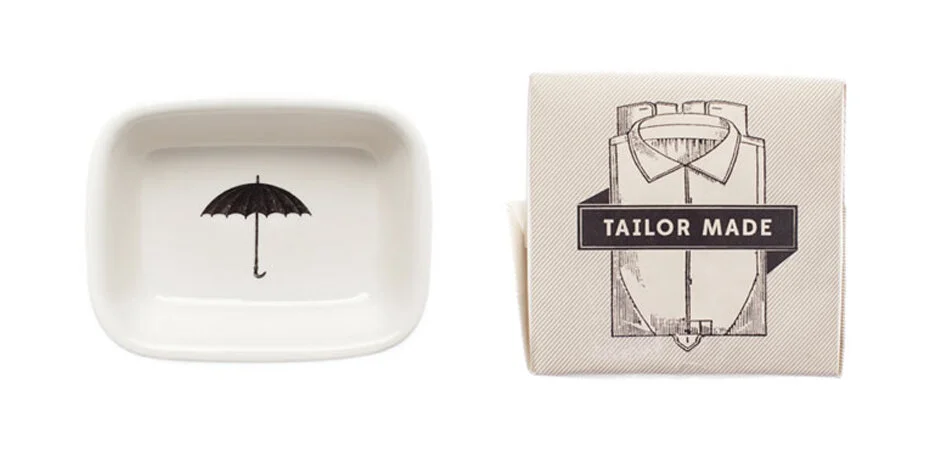nyc graphic designer home gift izola design soap dish umbrella ceramic soap tailor made gentleman dapper packaging bathroom accessories