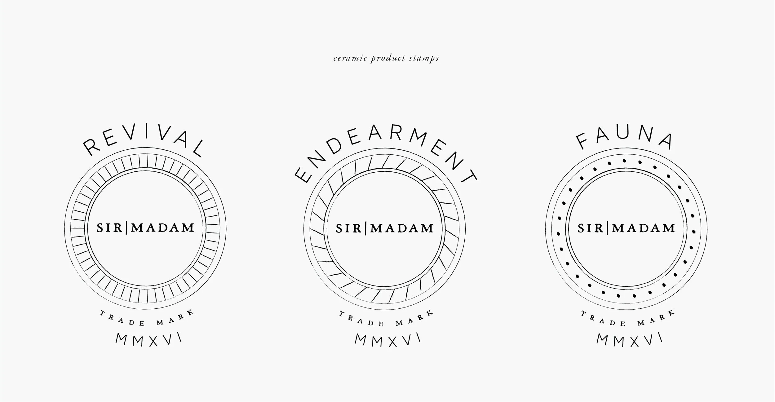 gift home aesthetic movement wholesale graphic designer nyc sir/madam sirmadam ceramic product stamp mark design revival endearment fauna mmxvi trade mark icons logo vintage
