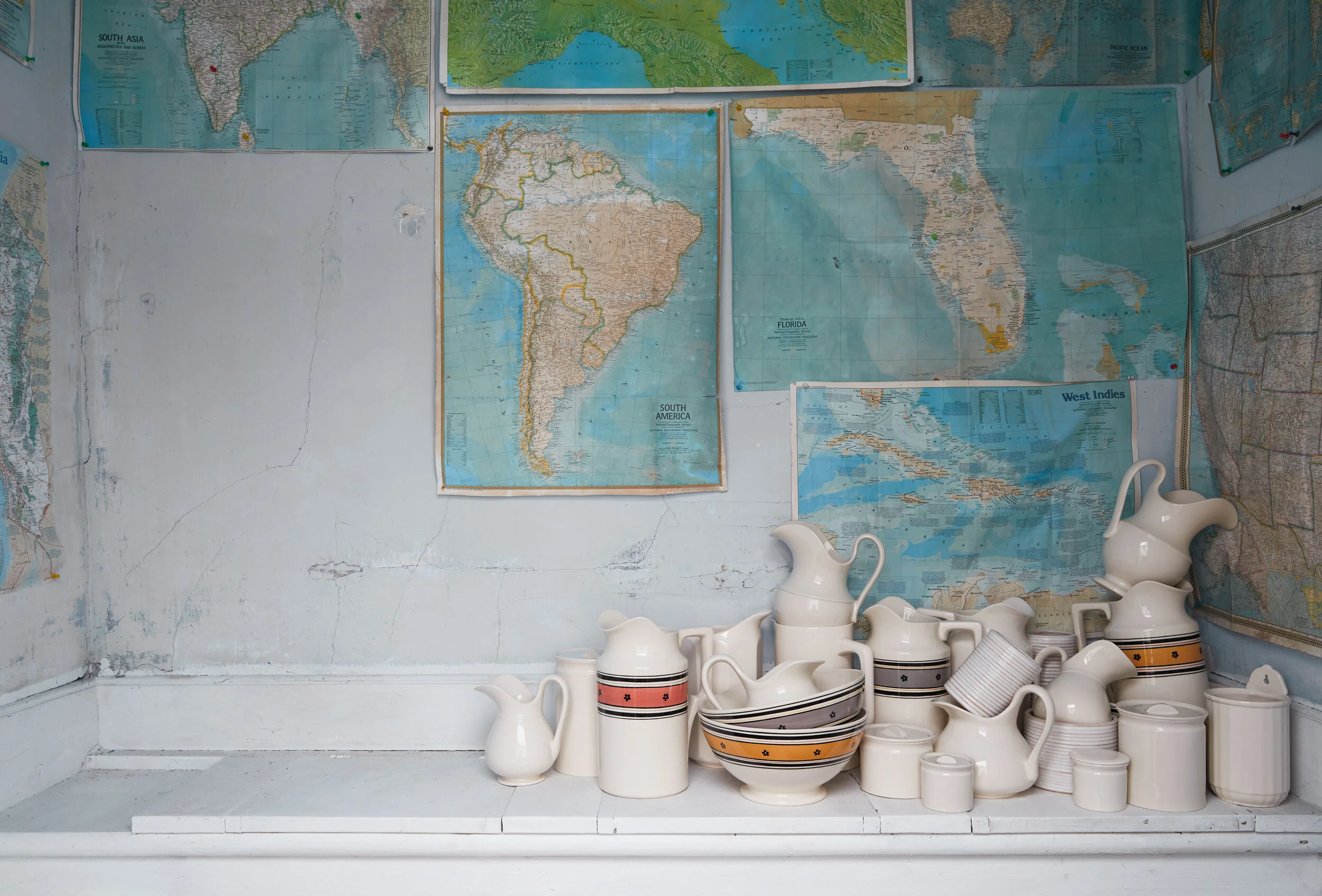 kate sears gift home aesthetic movement wholesale art director nyc sir/madam sirmadam ceramic pitchers hand painted world maps outhouse interiors styling
