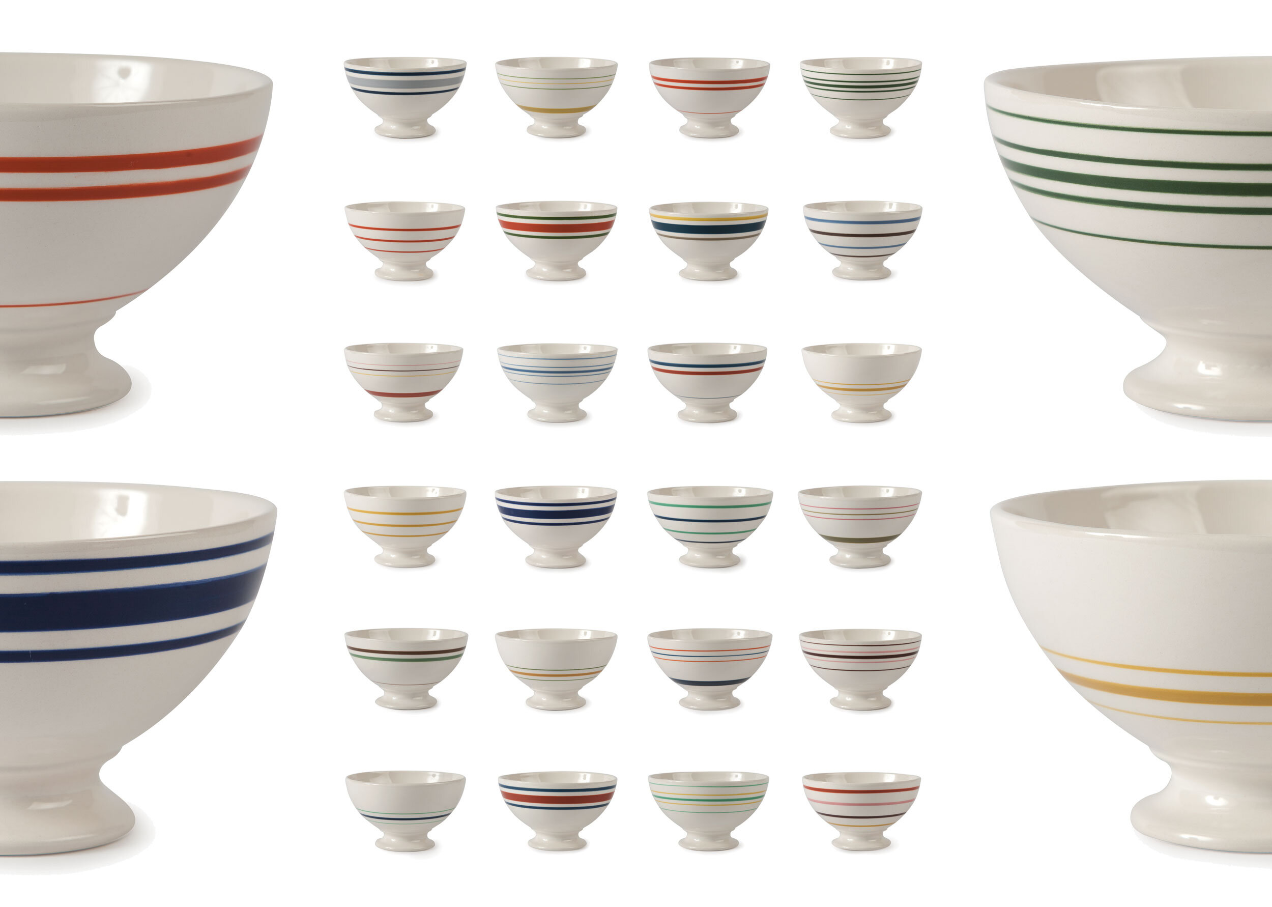 kate sears gift home aesthetic movement wholesale graphic designer nyc sir/madam sirmadam vintage stripe au lait ceramic bowls cups multicolor tabletop collection serveware