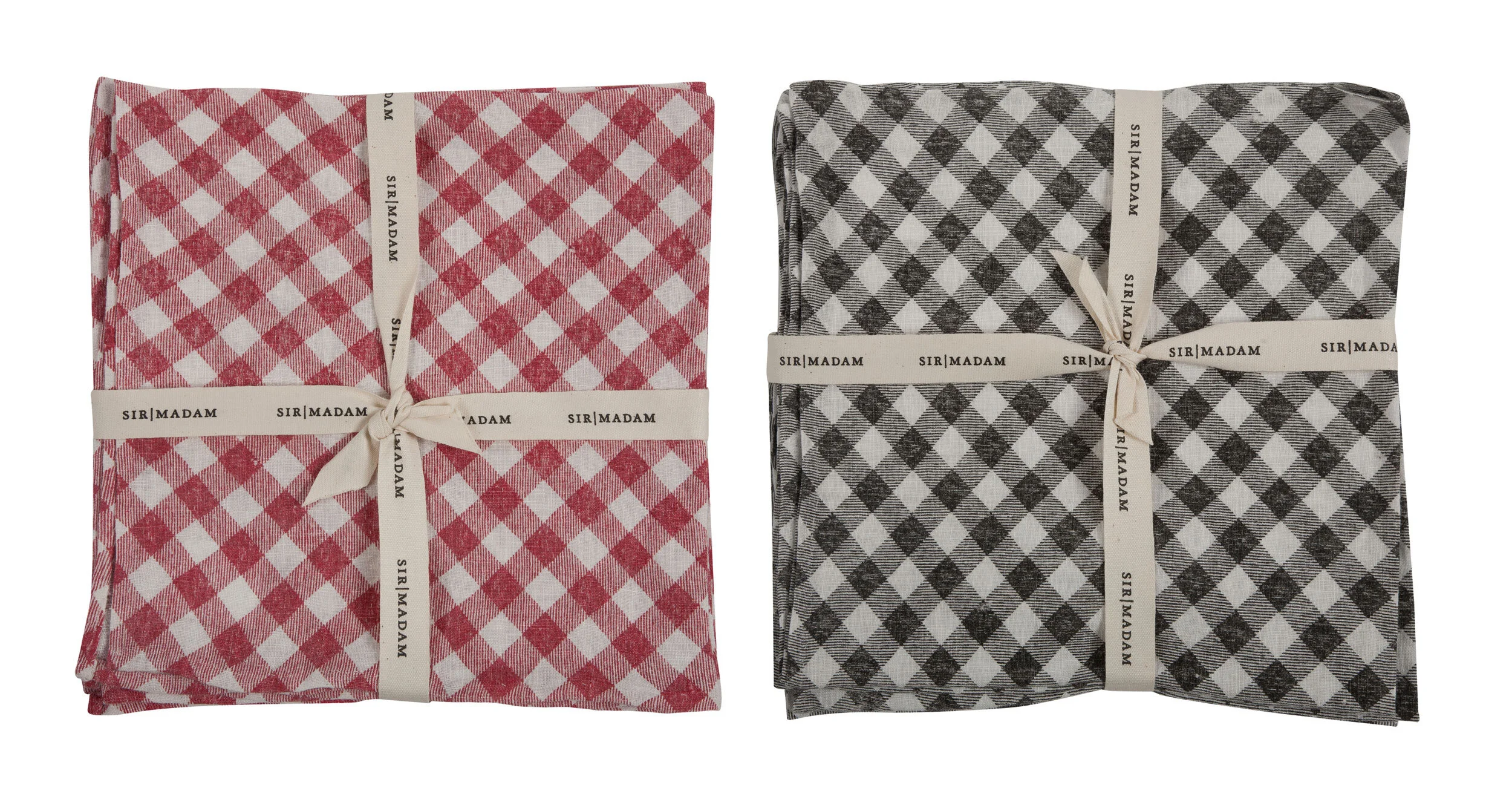 kate sears gift home aesthetic movement wholesale graphic designer nyc art director sir/madam sirmadam gingham napkin folded packaging red black