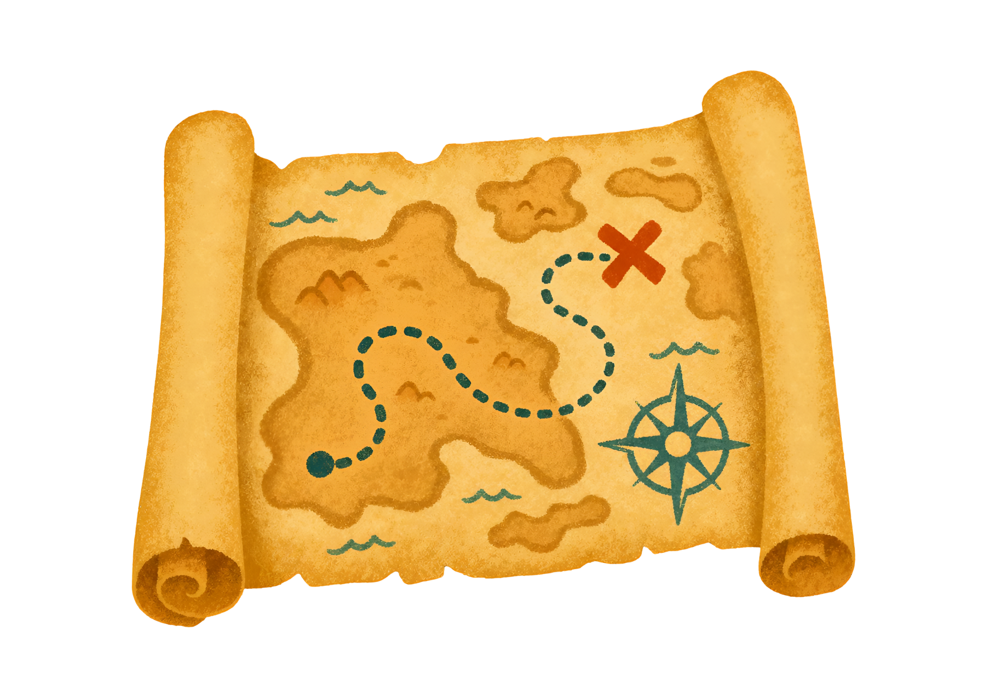 old looking map across a fantasy land with a red x that marks a special location