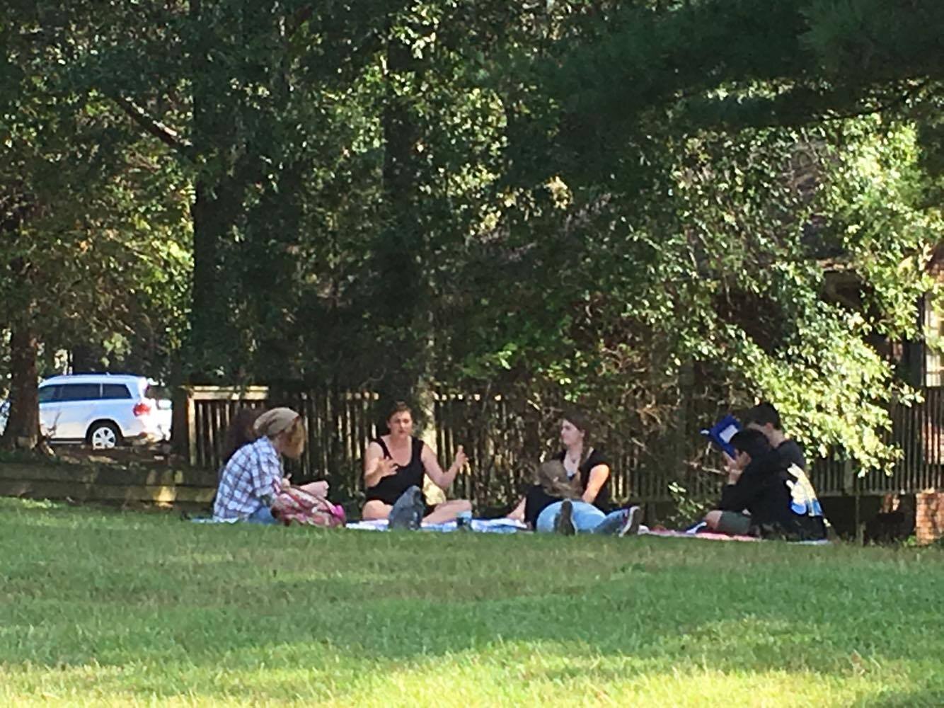   Literature class under the trees  