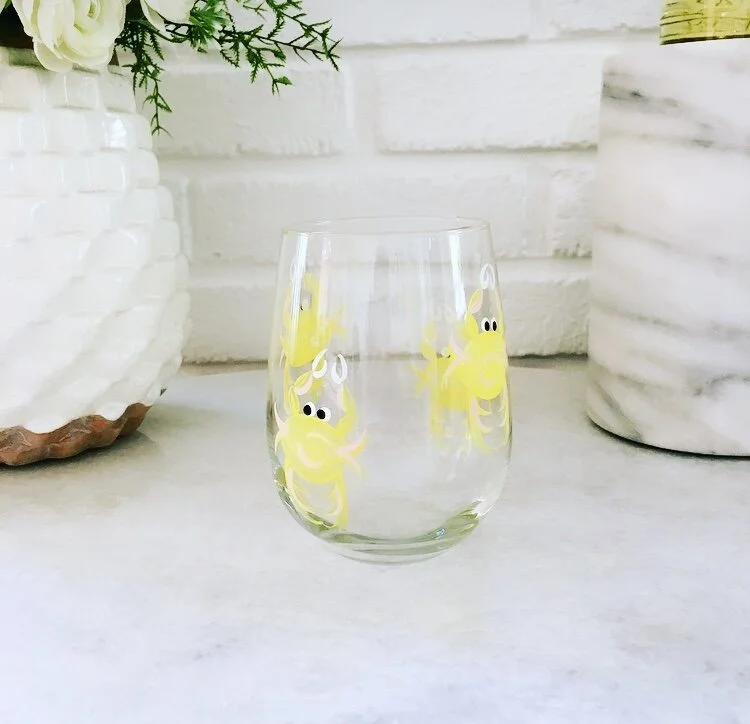 Yellow Crab Wine Glass - Stemless, $20.PNG
