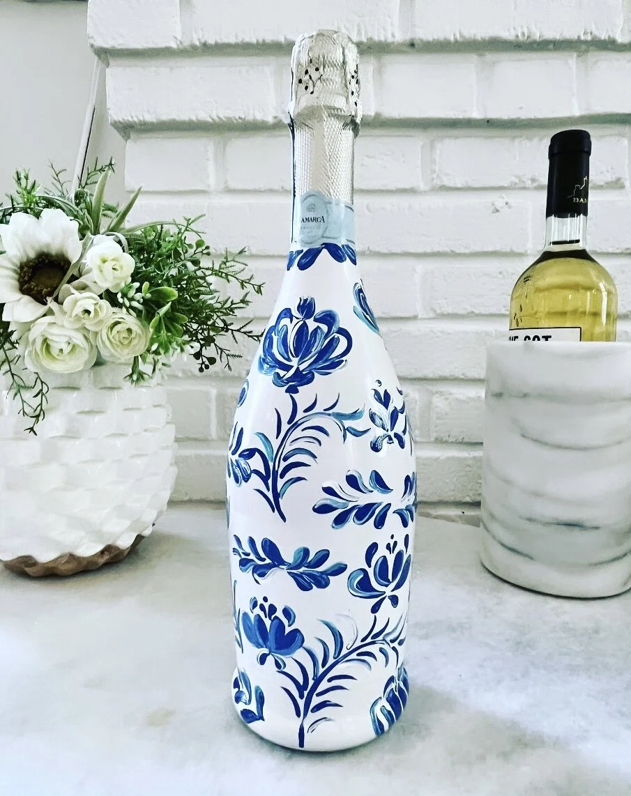 Delft Pattern Champagne Bottle Wine by Design