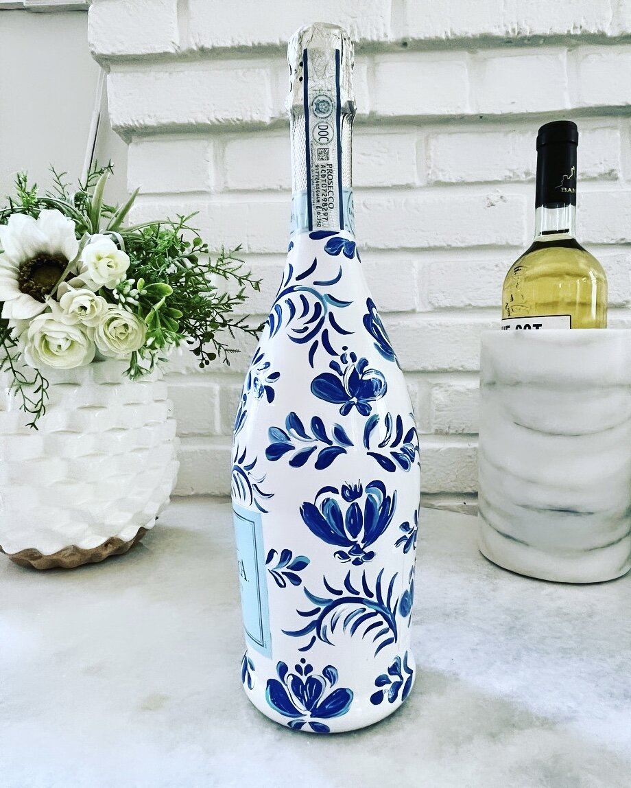 Delft Pattern - Champagne Bottle — Wine by Design