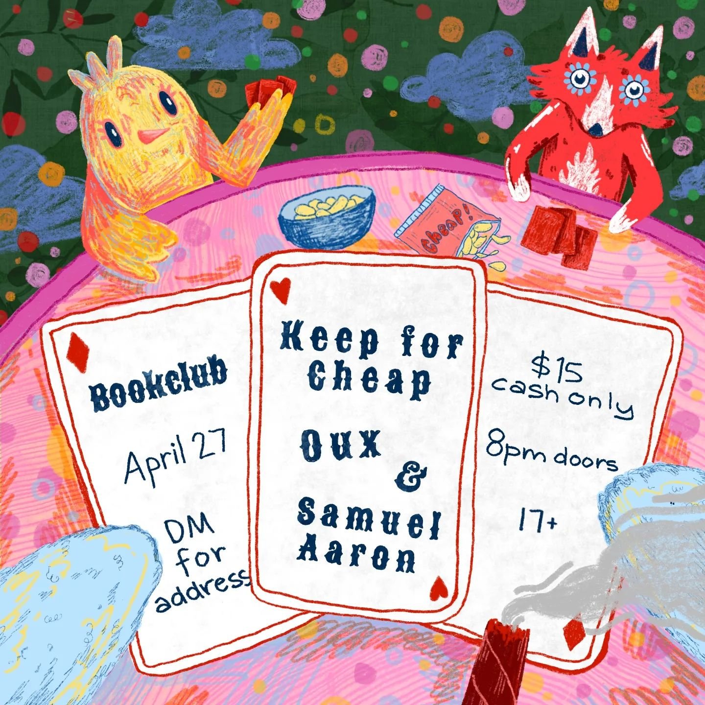 super stoked to share da stage with @keepforcheap on their tour this spring! @musicbysamuelaaron will be jamming 2! we'll all be at @bookclubchi on april 27th at 8pm, ask 4 addy!