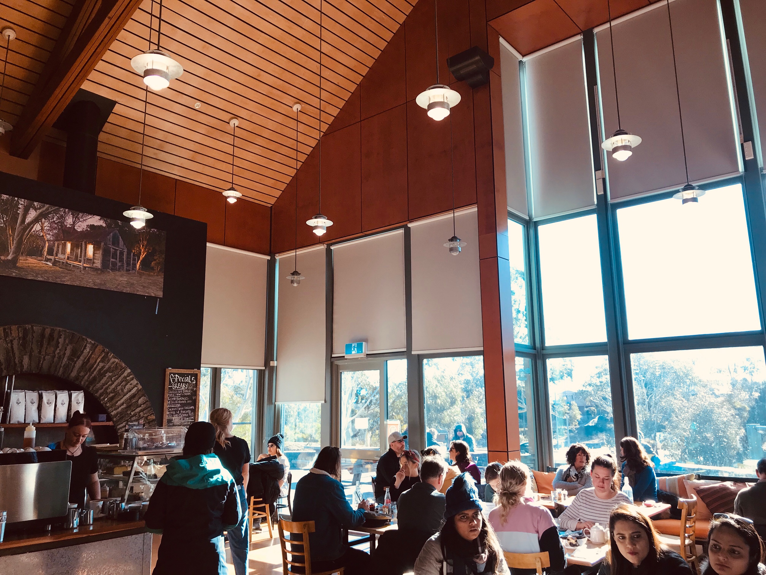 High ceilings allow natural light to spill over brunchers!