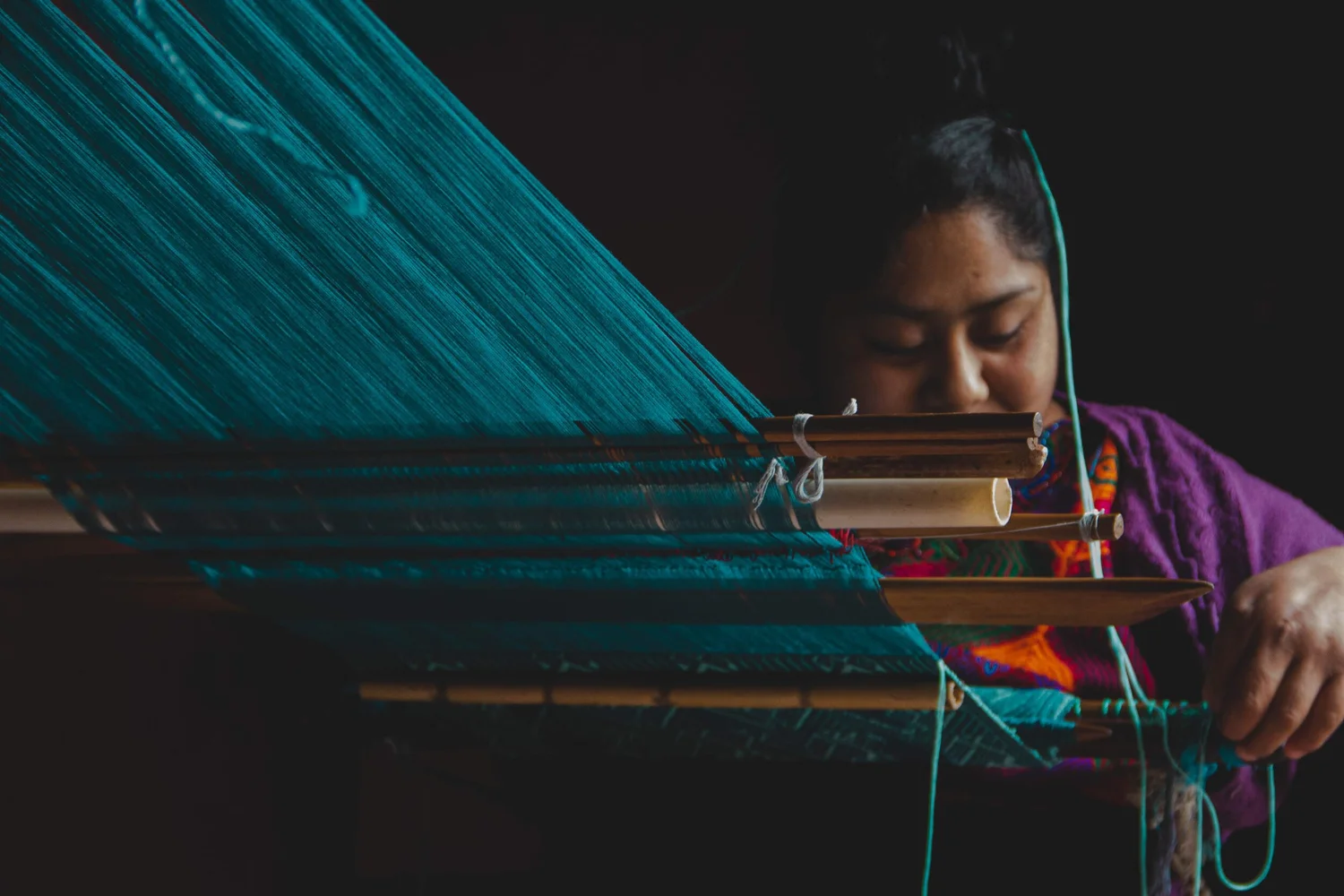 Indigenous women weavers in Guatemala using traditional techniques