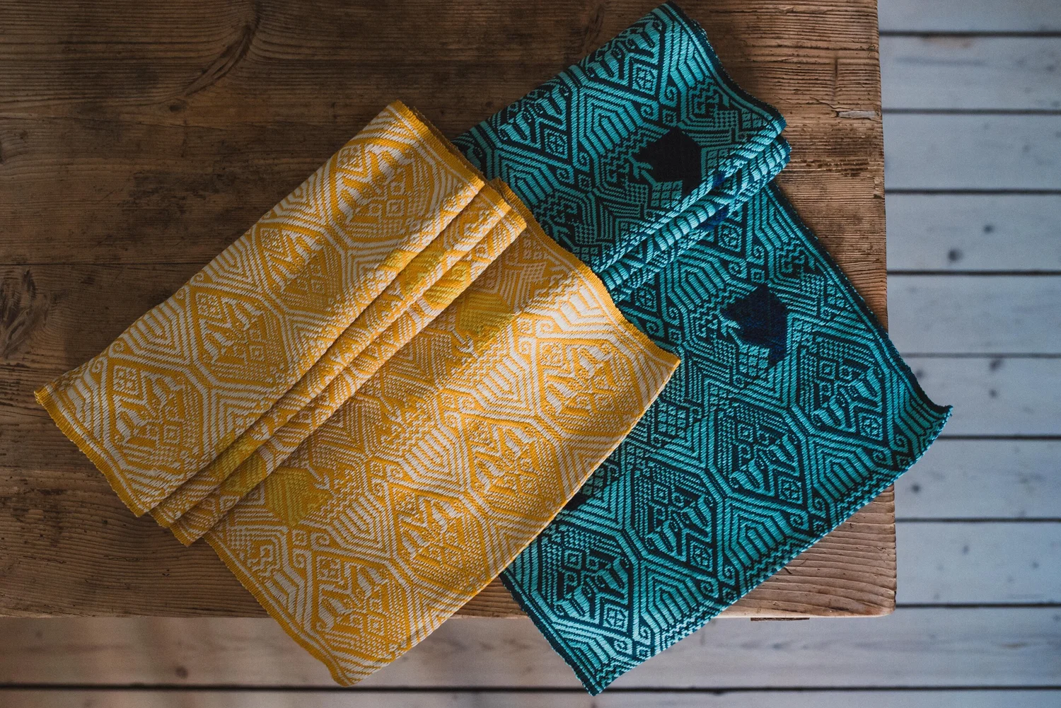 Custom textile design samples and woven details