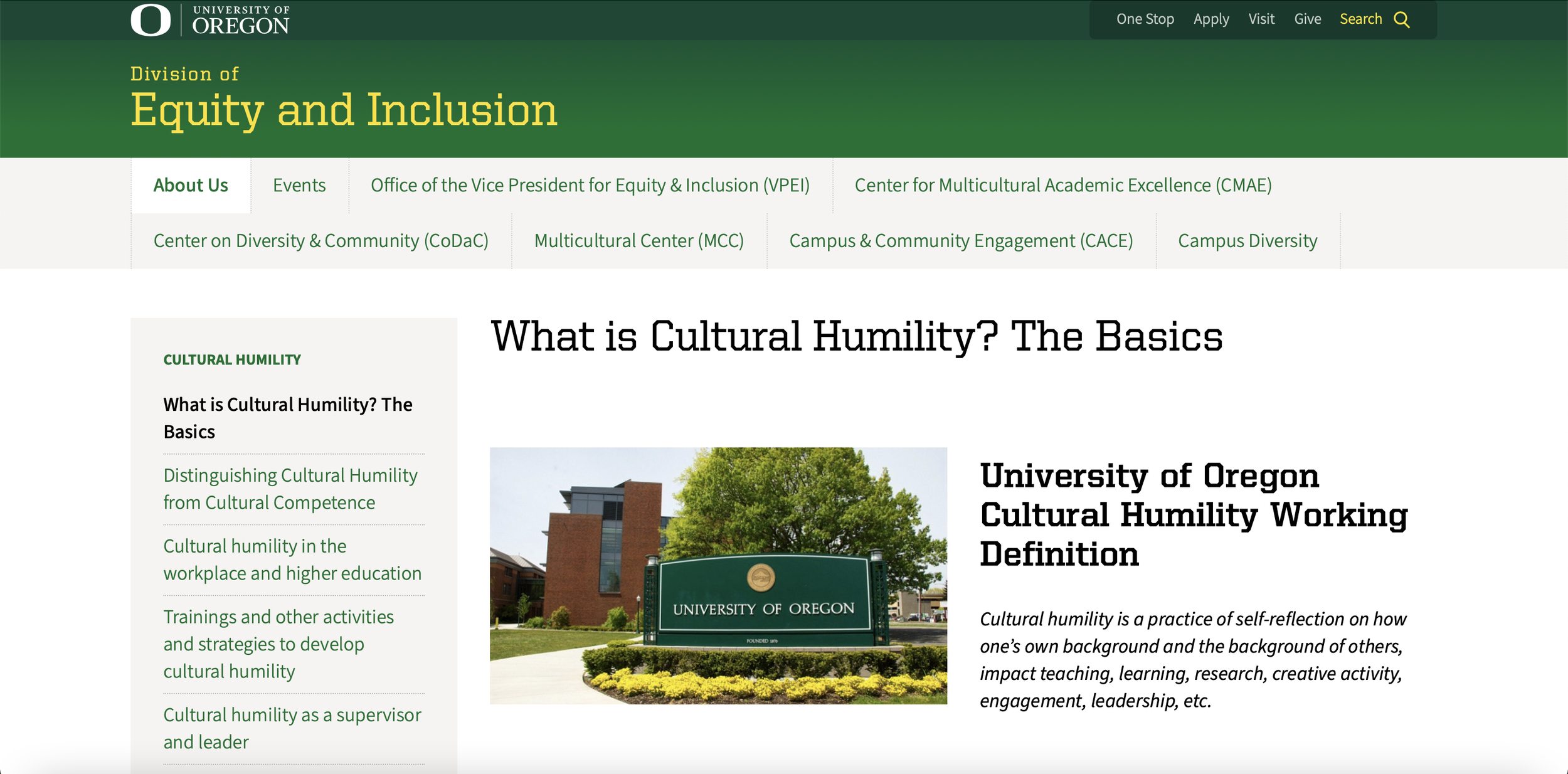 University of Oregon - Cultural Humility