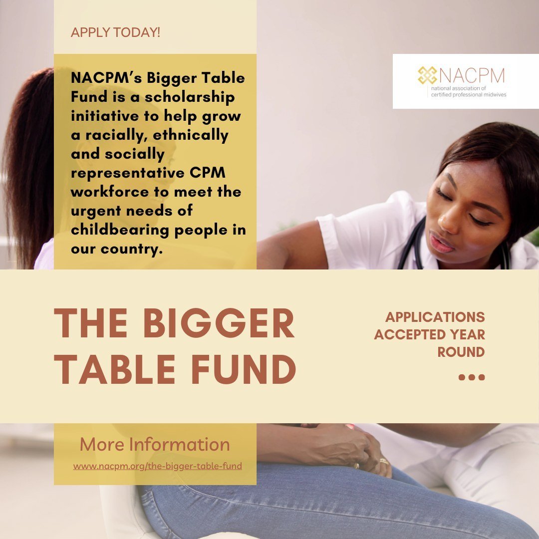 Are you a student midwife of color, Indigenous, or LGBTQIA2S+? The Bigger Table Fund is here to support you on your journey into the world of midwifery! 🌈✨

🌼 What is the Bigger Table Fund?
We offer grants for:
✅ Initial NARM exam fees
✅ Retaking t