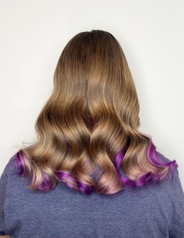 Look at that vibrant purple 💜 A subtle peekaboo made by @hairbyrinoa_ _ Are you wanting this or something similar_ _We are having our Summer Savings now for student services until the end of July! _ _ Book an appointment now so you can .jpeg