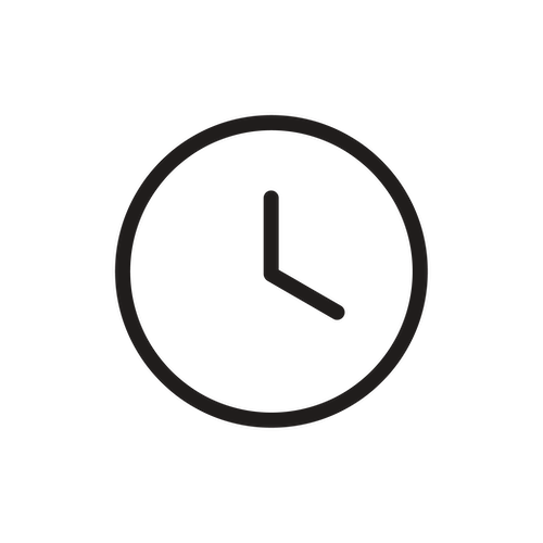A black and white clock showing the time as 10:15.