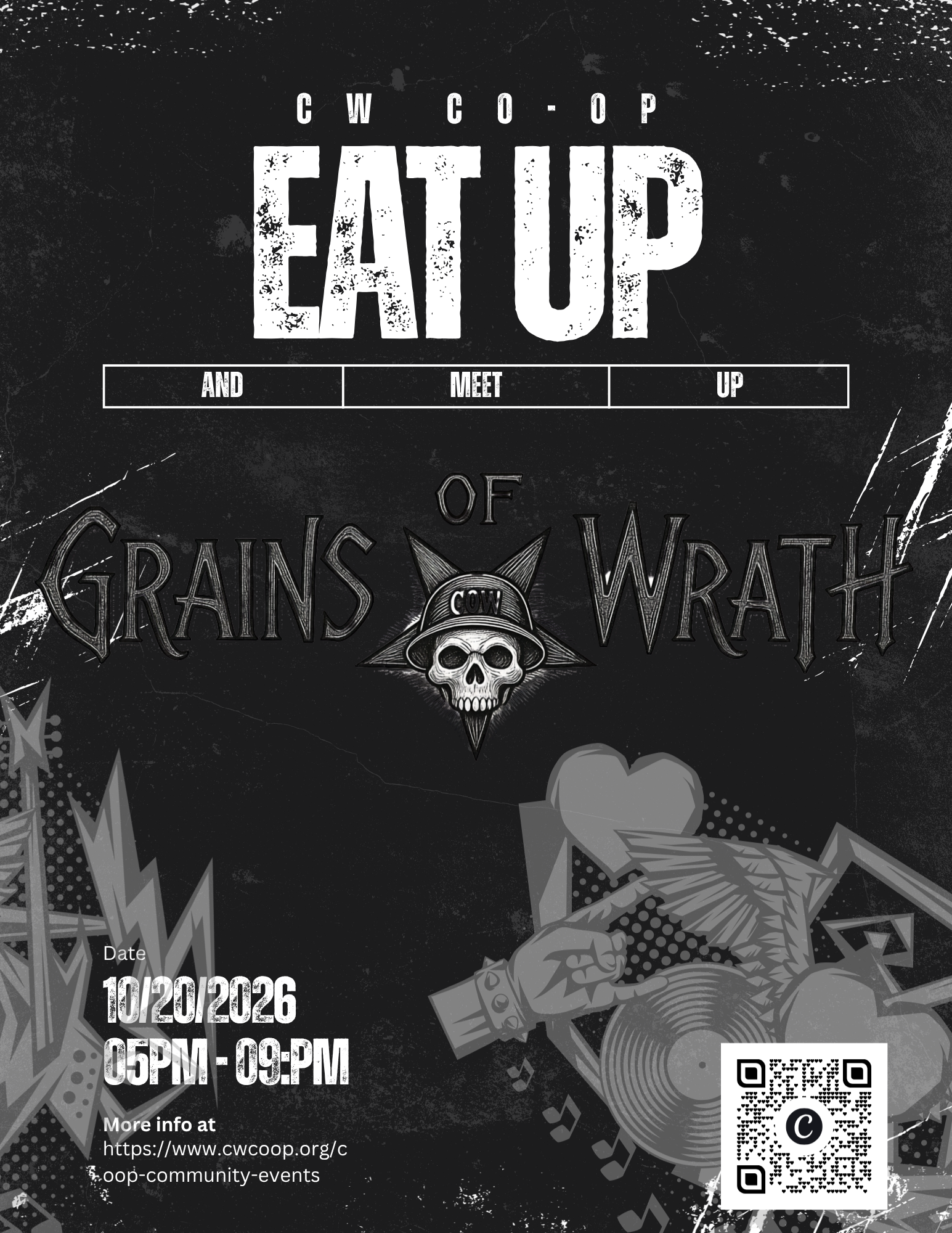 Flyer image of eat up and meet up event.