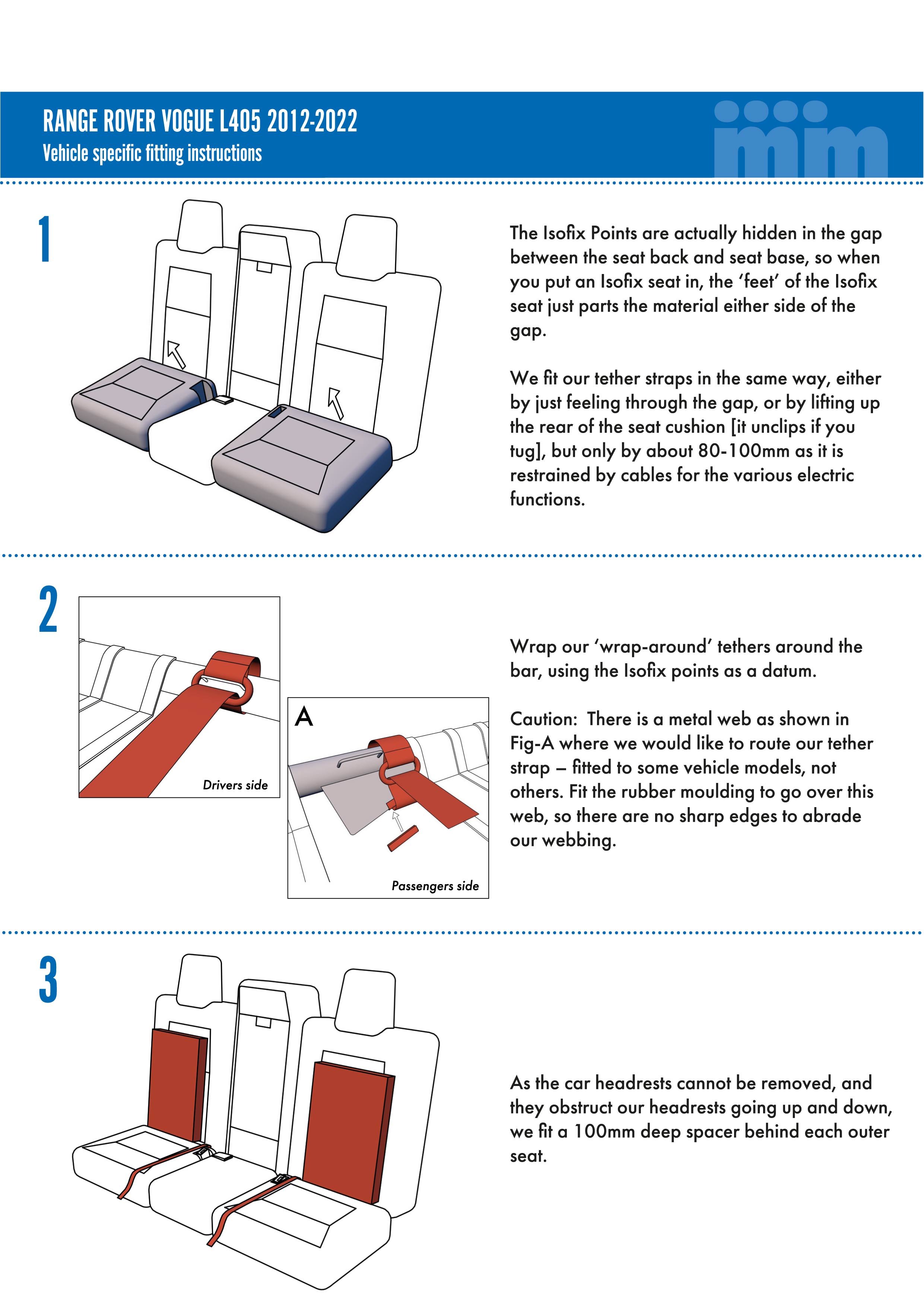  Vehicle specific child car seat fitting instructions 