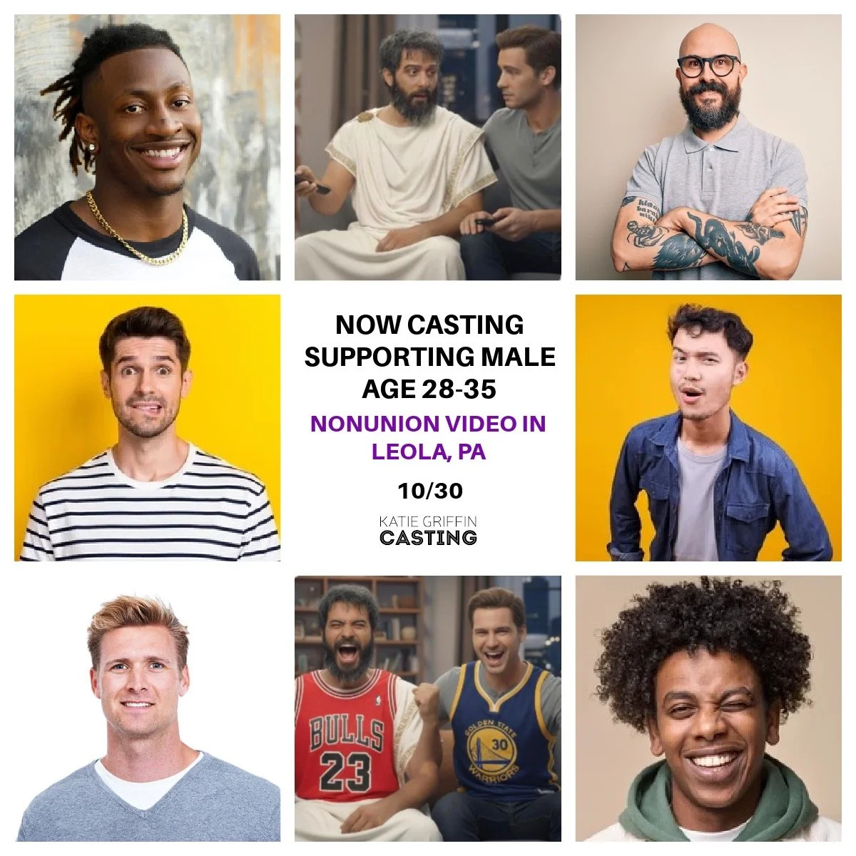 NOW CASTING! Nonunion Video for Winter Olympics and Comcast/Xfinity. This project shoots in Leola, PA on October 30. We're casting a supporting role - Roommate (SPEAKING): Male, 28-35, single, everyman, relatable sports-and-tv kind of guy. The deadli