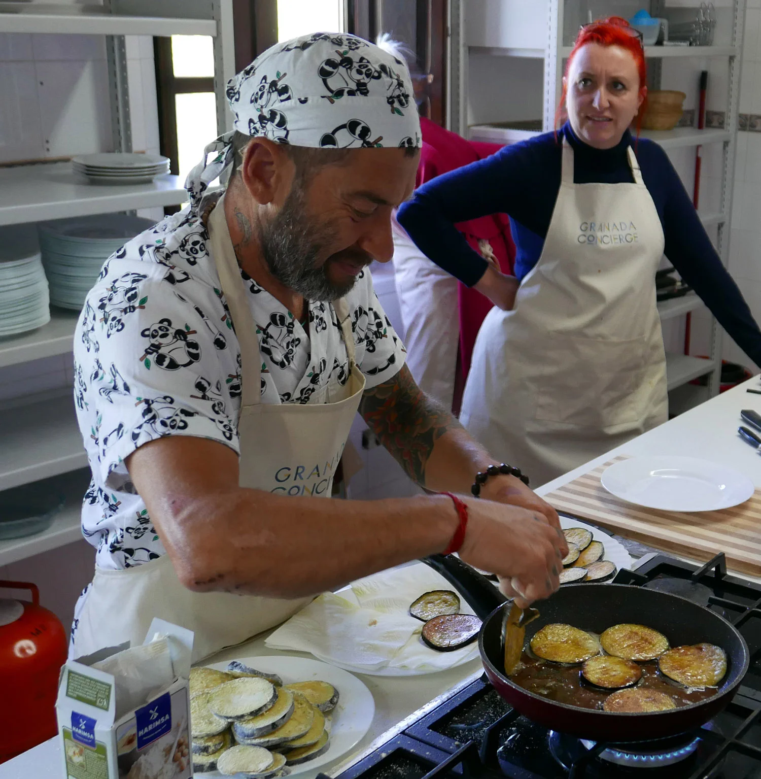 Paco prepares Berenjenas (aubergines)
