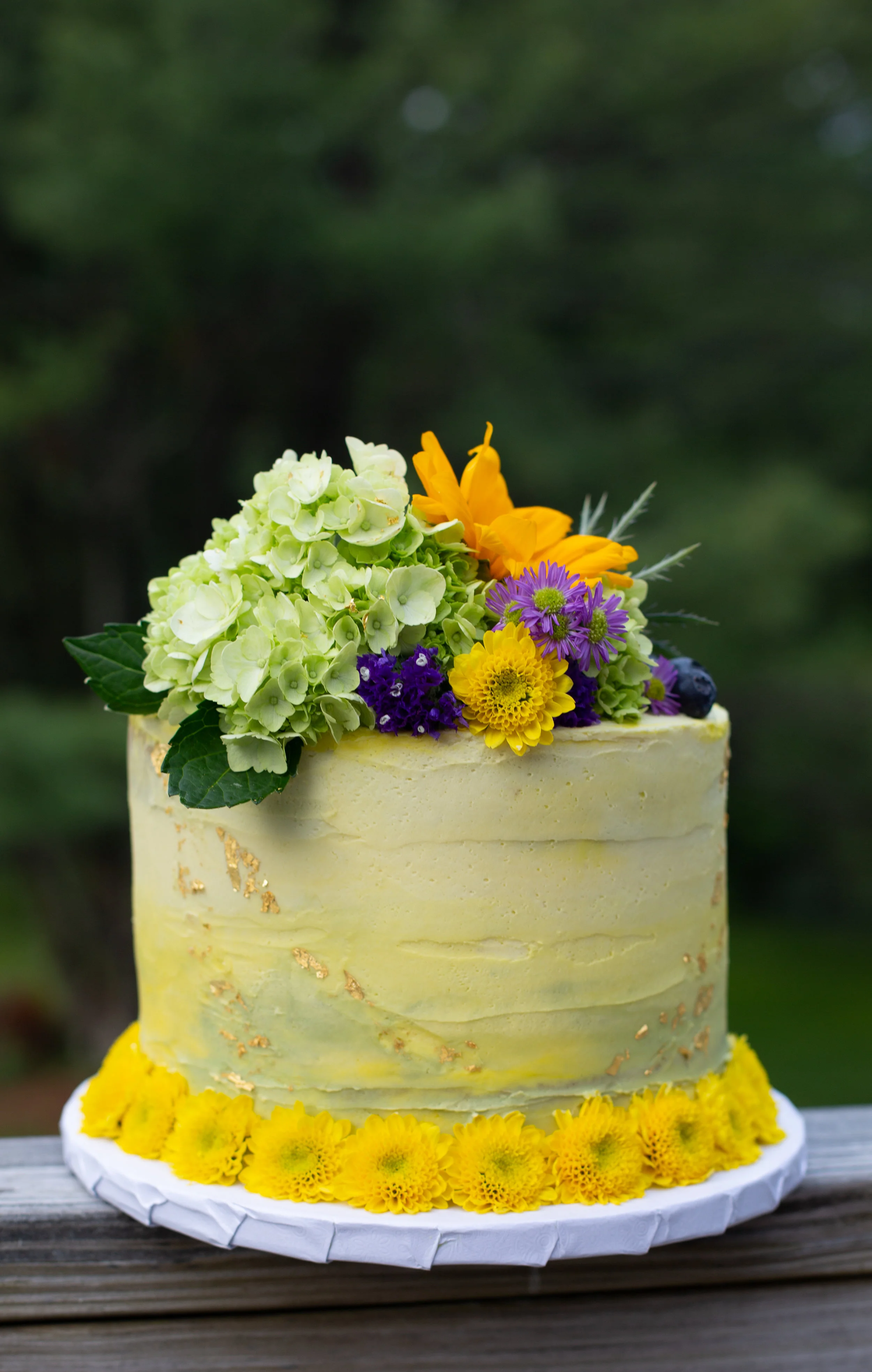 Birthday Cake with fresh floral arrangement.jpg