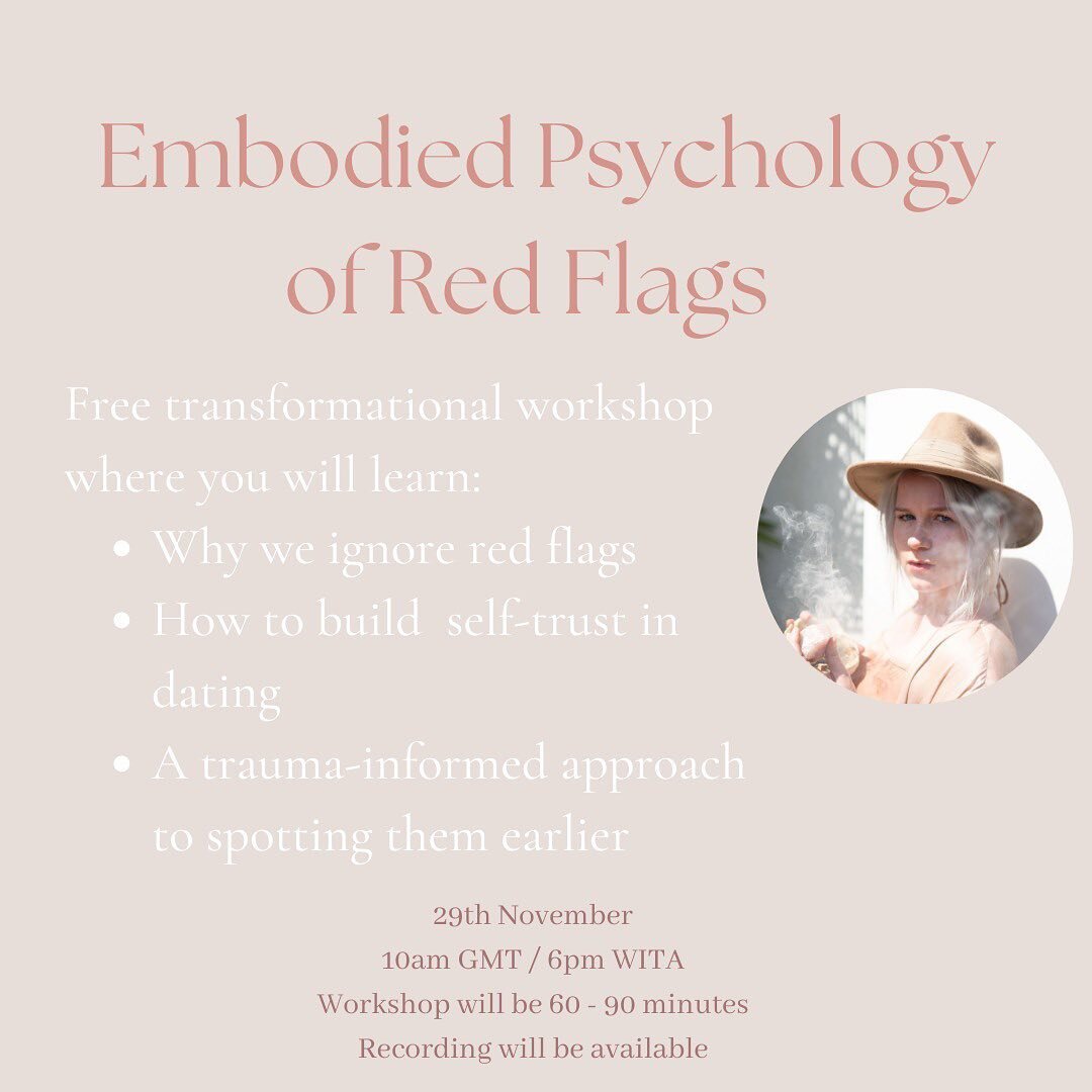 Do you want to learn how to notice red flags earlier and have more successful, healthy relationships?

Leading sexologist, Madalaine Munro is running a FREE workshop which will teach you to transform your dating experience by understanding the embodi