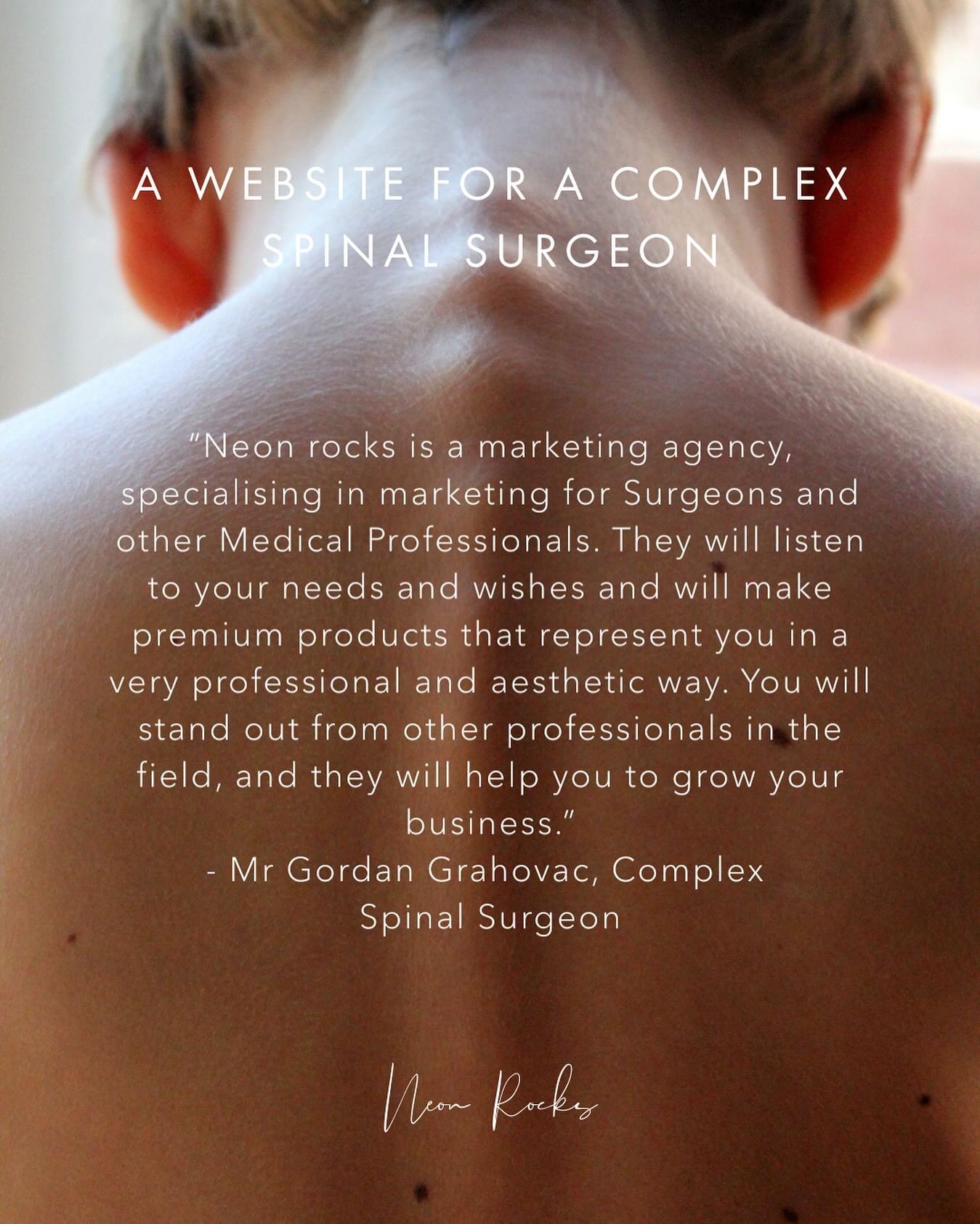 Complex spinal surgery often begins with uncertainty &ndash; patients arrive with questions, fears, and a need for reassurance.

When we partnered with @gordangrahovac , our focus was to ensure his brand and website reflected not just his expertise, 