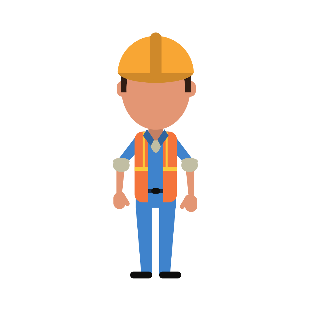 Человечек в каске для презентации