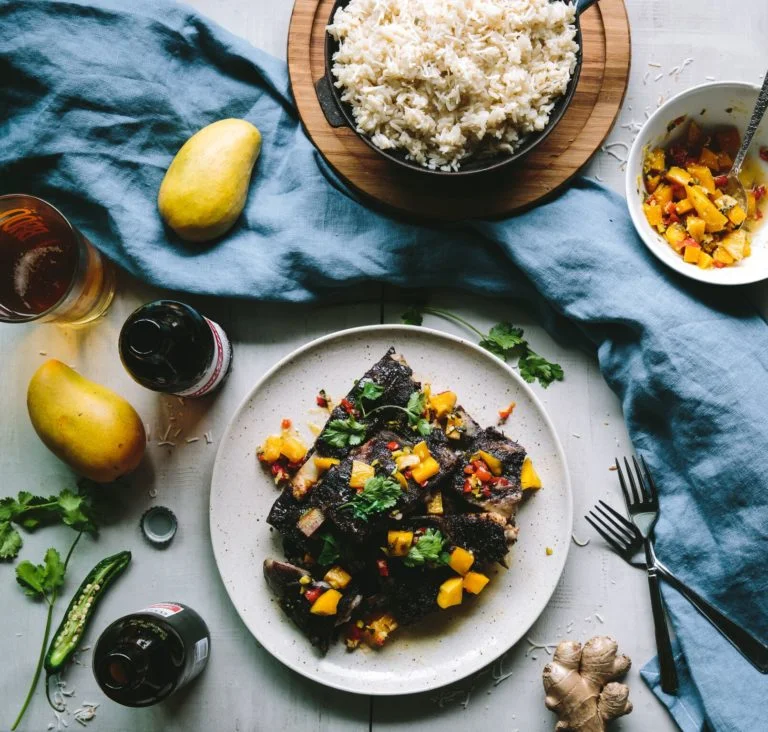 Jerk American Lamb Ribs with Mango Chutney