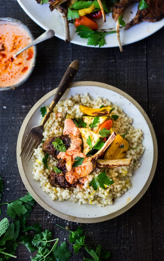 Grilled American Lamb Rack with Harissa Yogurt 