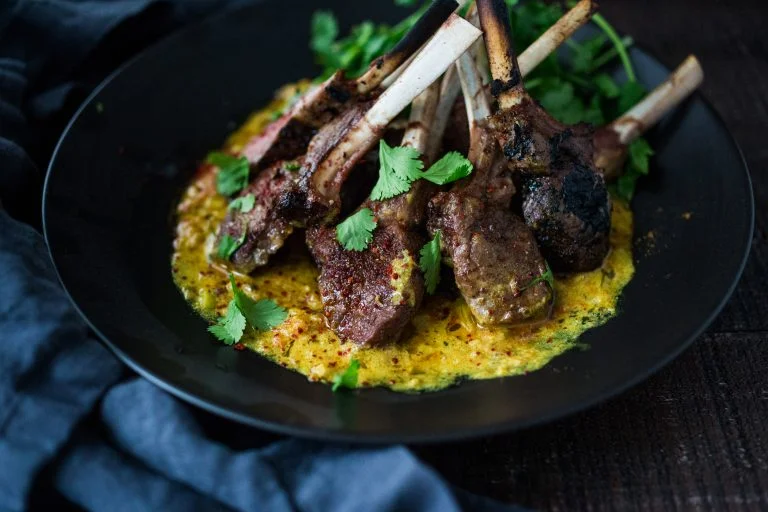Roasted American Lamb Chops with Fragrant Indian Fenugreek Sauce