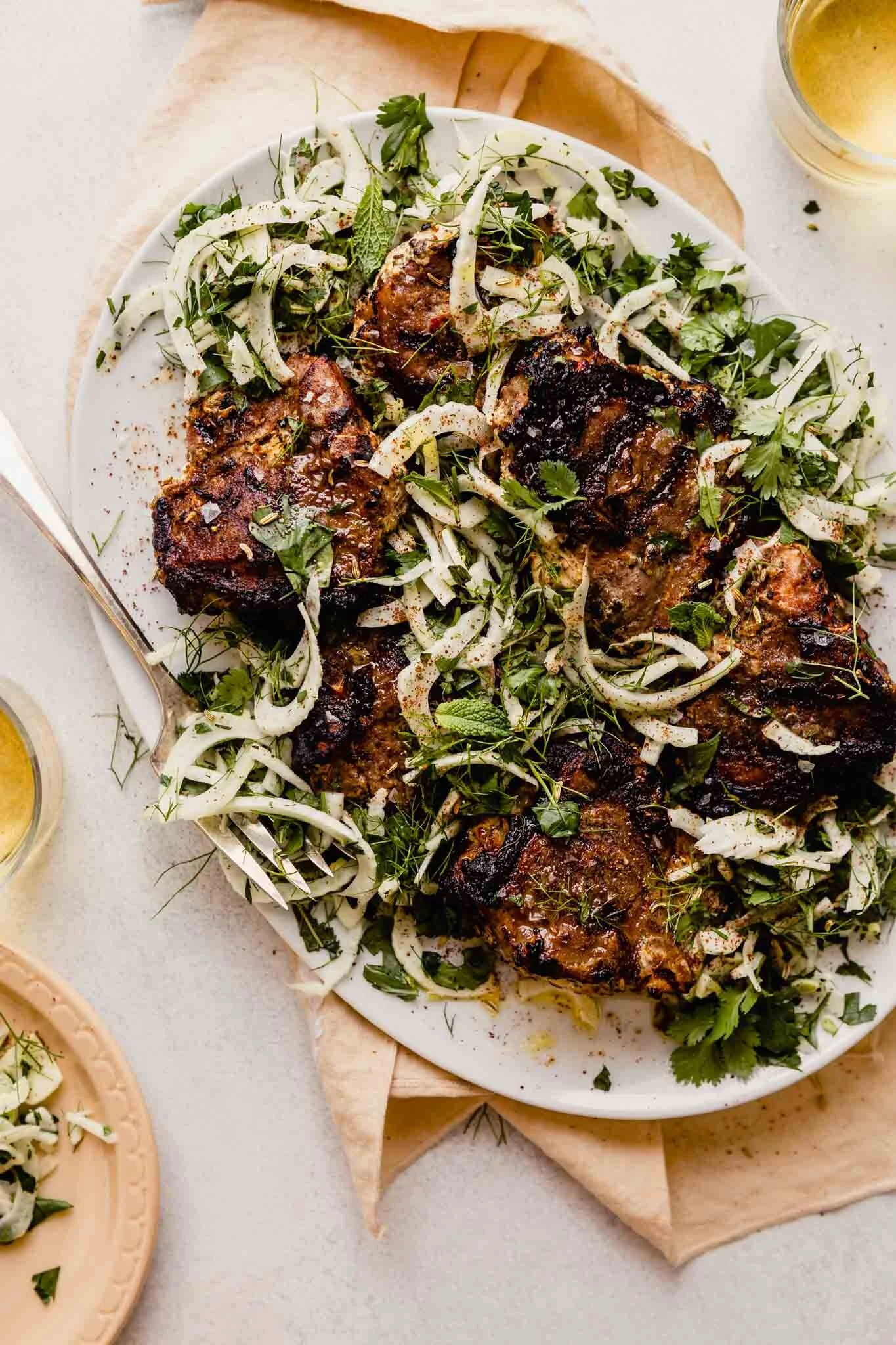 Grilled American Lamb Loin Chops with Herby Fennel &amp; Sumac 