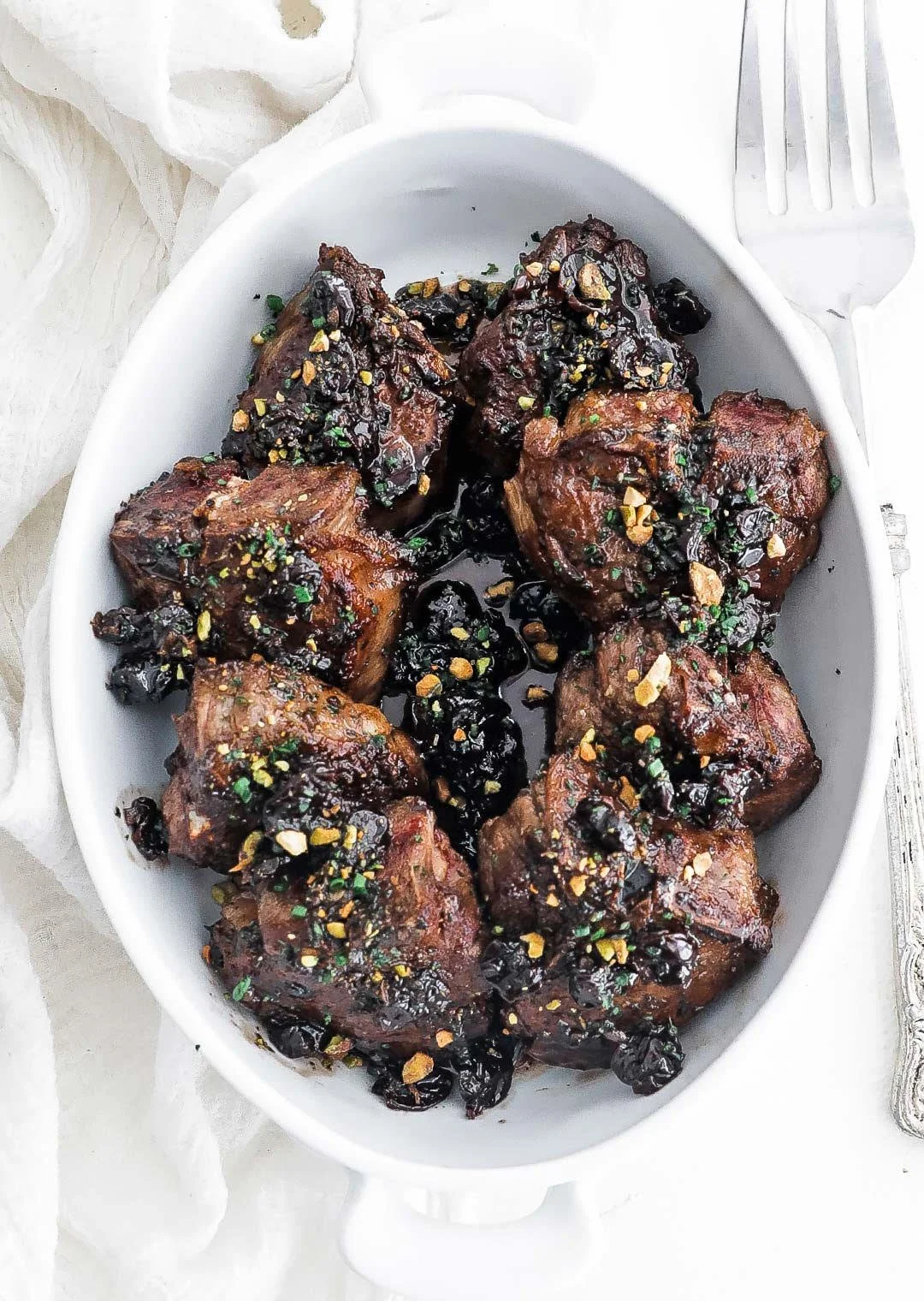 Pan Seared Lamb Loin Chops with Tart Cherry Compote