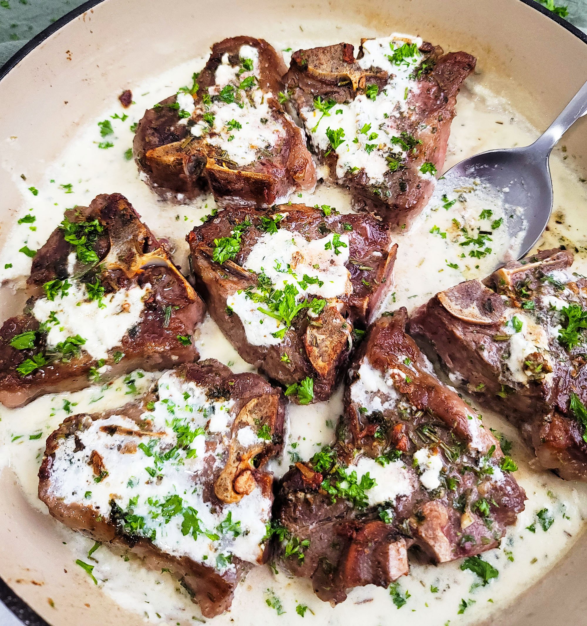 Rosemary Garlic American Lamb Chops with Creamy Parmesan Sauce
