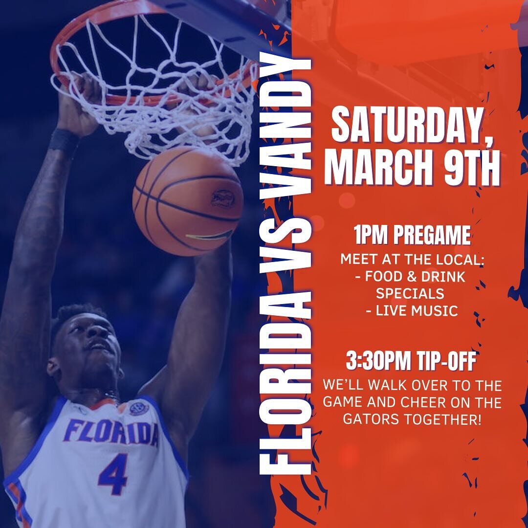 Join us Saturday at @thelocalnash at 1pm for some great food and drink specials and live music! Members will receive a &ldquo;Beat Vandy&rdquo; tee ($5 for non-members).

From there we&rsquo;ll walk over to the game together to cheer on our Gators Me