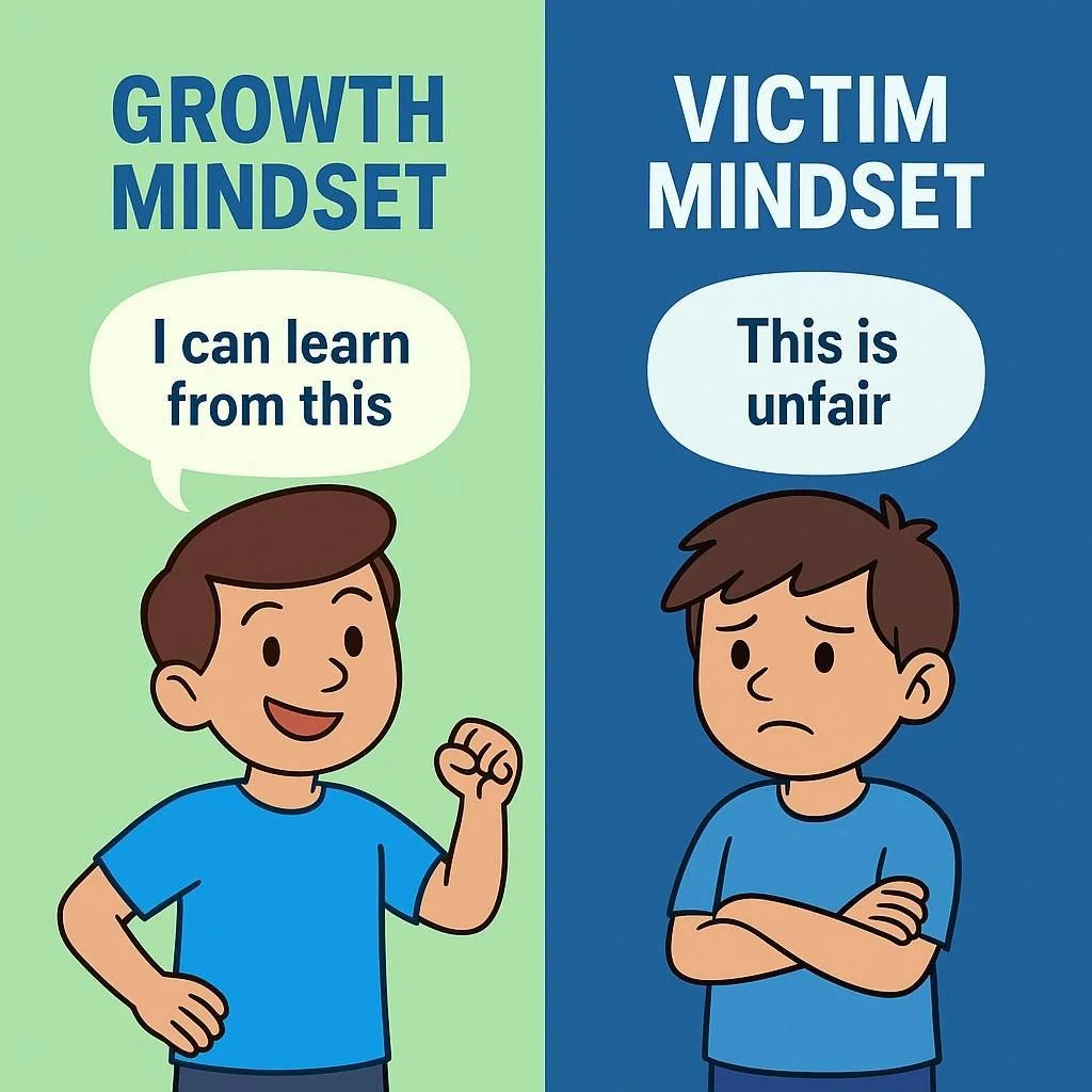 The way we choose to think shapes the way we choose to live. ✨
➡️ A victim mindset says: &ldquo;This is unfair.&rdquo;
➡️ A growth mindset says: &ldquo;I can learn from this.&rdquo;

Children who develop a growth mindset:
💡 See mistakes as opportuni