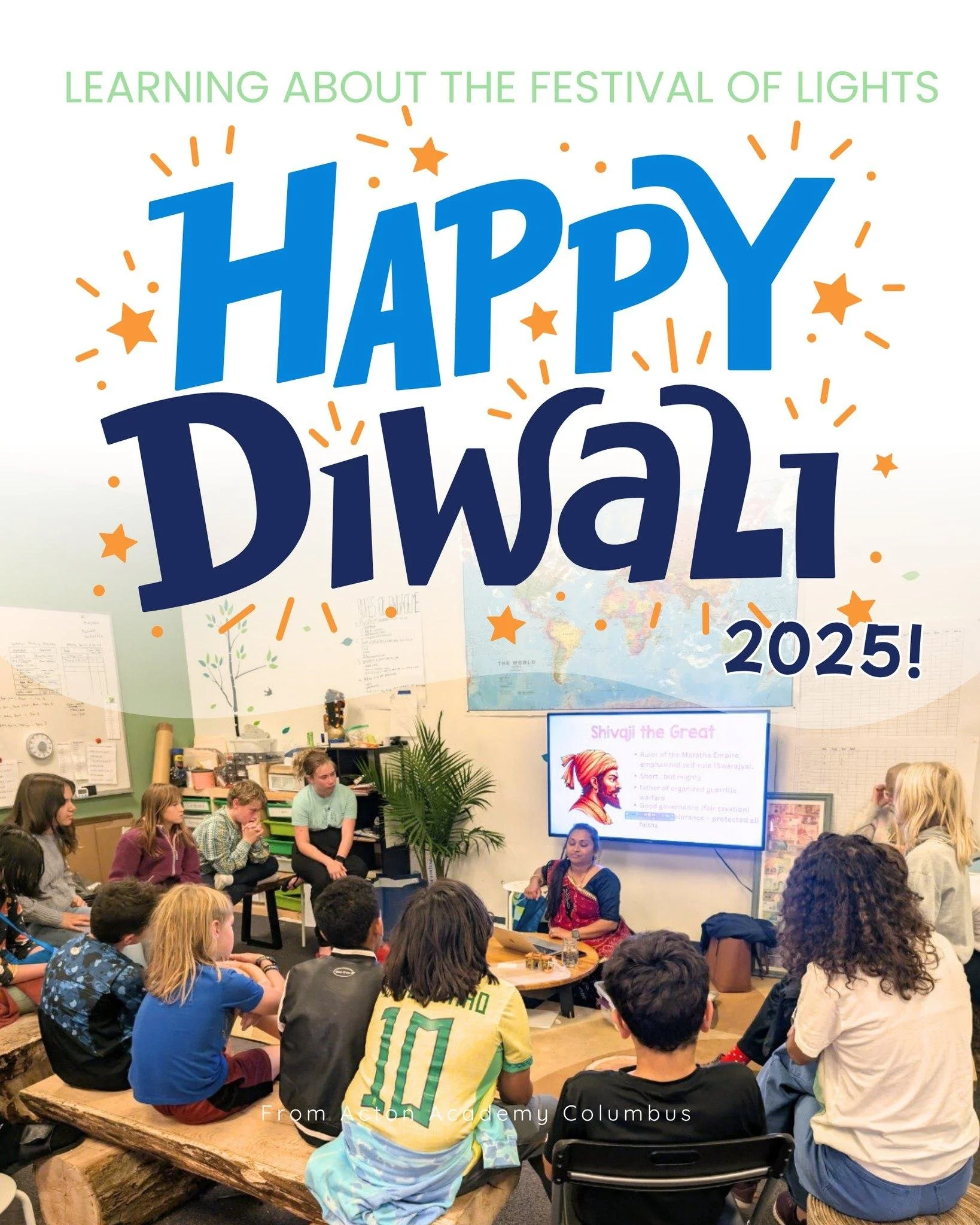 🪔 Celebrating Light Over Darkness: Happy Diwali! ✨

Our Eagles spent the day exploring the beauty and meaning behind the Festival of Lights!

During Quest time, learners rotated through hands-on stations &mdash; creating vibrant rangoli patterns, cr
