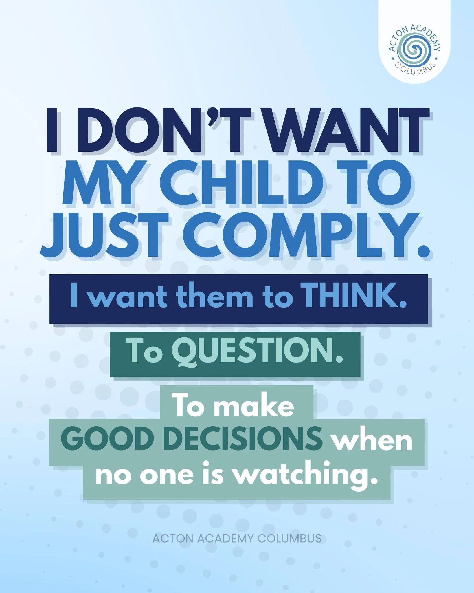 You are probably a parent who (like most of us here) doesn&rsquo;t want perfect compliance.

You want something deeper and you believe that your child is capable of more.

You want a child who can think for themselves.
Who asks good questions.
Who ma
