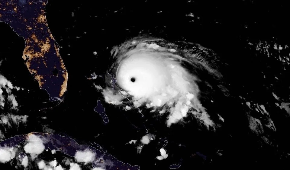Hurricane Dorian approaching the Abacos and Grand Bahama.