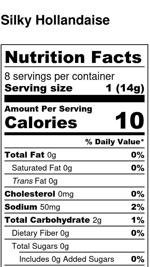 Vegheads vegan Hollanidase sauce mix Nutrition+Label