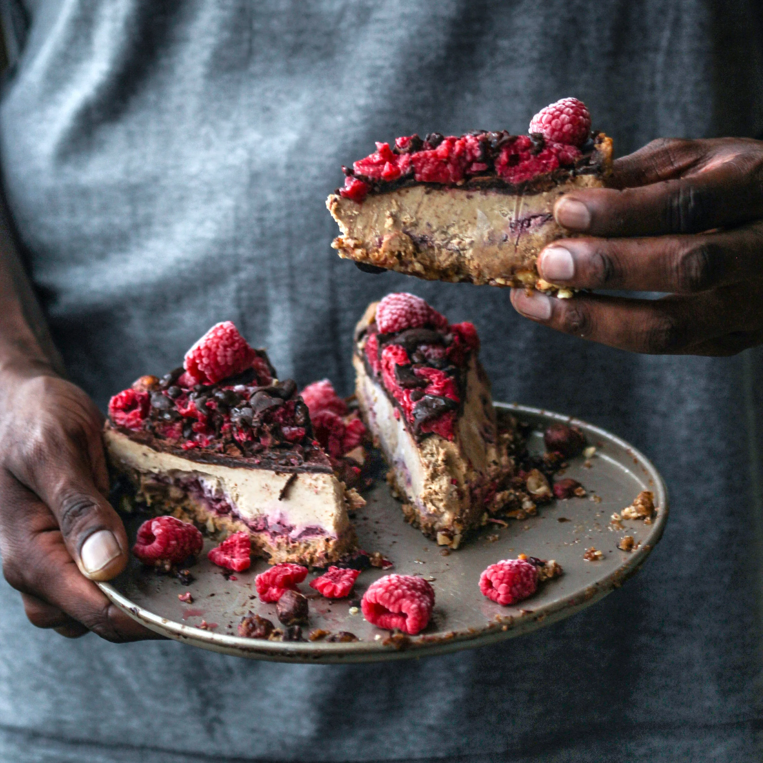 Raw Raspberry Almond Mousse Cake