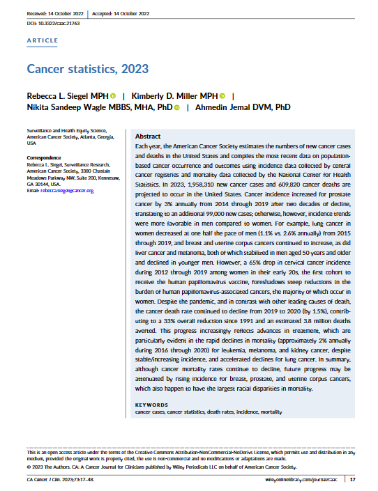 Pediatric Findings from New ACS Report on Cancer Statistics — Children ...