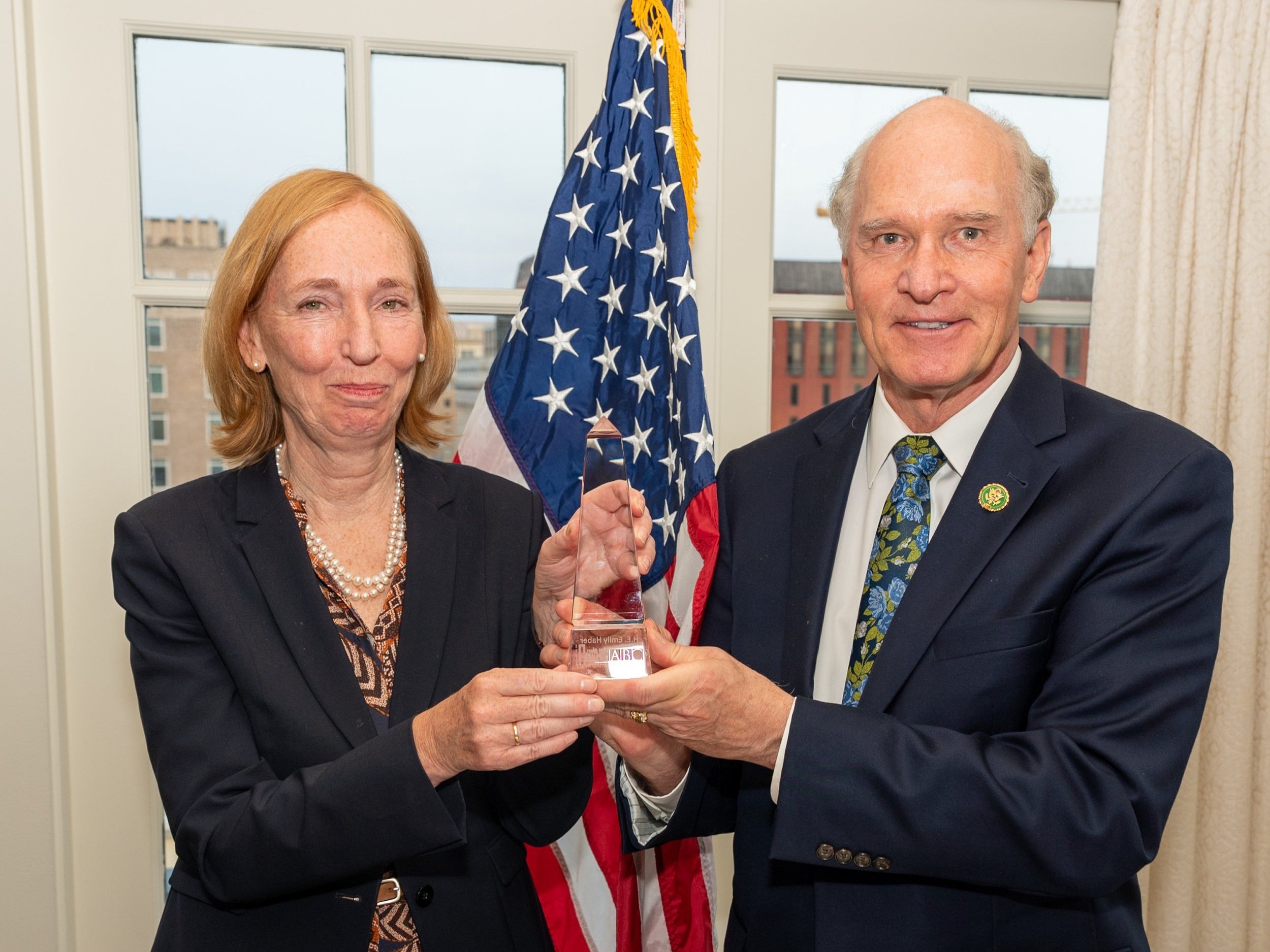  H.E. Emily Haber receives the 2023 GABC Leadership Award, presented by Rep. Bill Keating (D-MA-09), 2014 GABC Leadership Award Recipient 